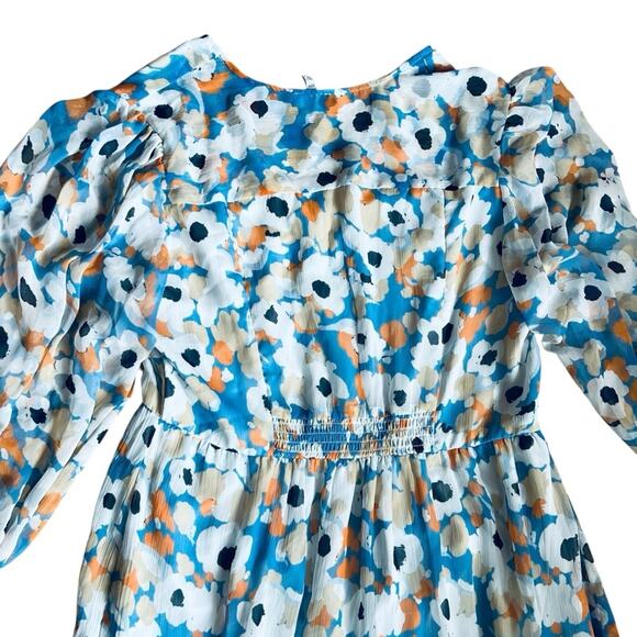 Joie Women’s Sz M Blue Floral Printed Maxi Dress Limited Edition Chiffon V-Neck - Picture 10 of 14